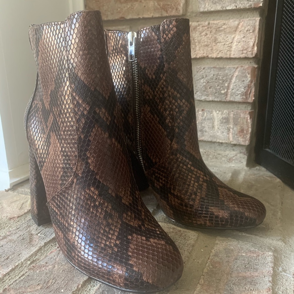 Steve Madden Brown Snake Print Ankle Boots